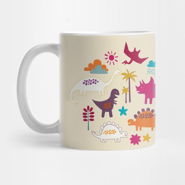 Dinosaur Land - Sunshine Brights - cute Dino design by Cecca Designs by Cecca